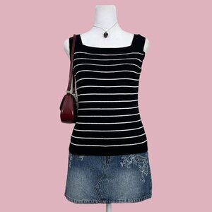 black and white striped vintage 90s tank top elevated basic downtown it girl